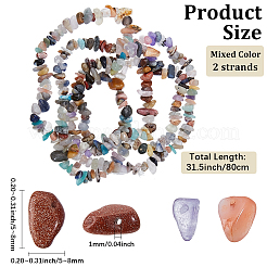 2 нити натуральных и синтетических смешанных бусин из драгоценных камней&nbsp;G-PA0001-56