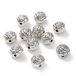 チベット風合金ビーズ  花とロンデル  アンティークシルバー  7.5x6.5mm  穴：1.4mm  約775個/1000g&nbsp;FIND-H038-15AS