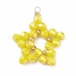 Граненые круглые подвески из гальванического стекла с полным покрытием&nbsp;PALLOY-JF01461