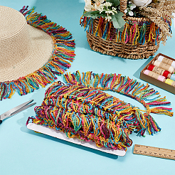 10 ярд радужных полиэстеровых лент для отделки бахромой DIY-FG0006-17