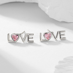Романтические розовые серьги-сердечки с любовным дизайном для повседневной носки у женщин RW2928-2
