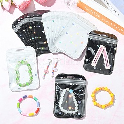 50 шт. блестящие голографические пластиковые подарочные пакеты с застежкой-молнией «Инь-Ян» в форме сердца&nbsp;OPP-YW0001-09A