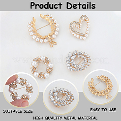 4 шт. 4 стиля броши из сплава со стразами для одежды JEWB-CN0001-06