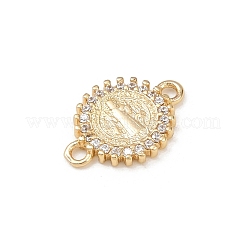 Messing Pavé klar Zirkonia Religion flach rund mit Heiligen Anschluss Charms&nbsp;KK-L255-09G-01