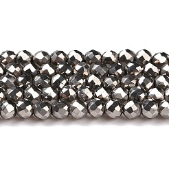電気メッキガラスビーズセット  フルメッキ  多面カットラウンド  銀メッキ  3x2.5mm  穴：0.7mm  約130~135個/連  33~36cm&nbsp;GLAA-H021-01B-FP12