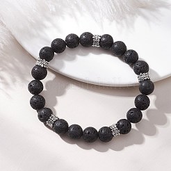 Браслеты из бусин из натуральной лавы&nbsp;BJEW-JB13066