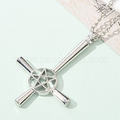 Christliche Halskette mit umgedrehtem Kreuz und Stern aus einer Legierung&nbsp;LS-NJEW-NH0001-03P