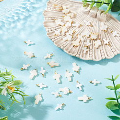 40 ciondolo a croce in conchiglia d'acqua dolce naturale in 2 stili con cauzioni in ottone&nbsp;PALLOY-TA00389