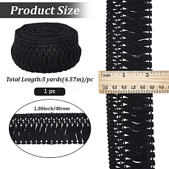 コットンフリンジレーストリム  コットンリボン  バックパック用  服  ブラック  1-7/8インチ（48mm）  約5.00ヤード（4.57m）/ロール&nbsp;OCOR-WH20007-375B-02