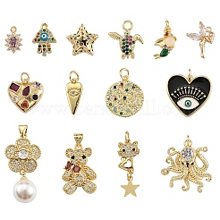 1шт стойка гальванизированная латунь микропаве кубический цирконий подвески&nbsp;ZIRC-YW0001-15