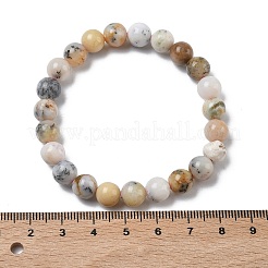 Braccialetti elastici con perline rotonde in opale verde naturale per donna&nbsp;BJEW-Z158-03L-03