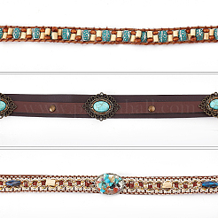 3 шт. 3 стиля ремни из искусственной кожи с бусинами для женщин AJEW-GF0005-08