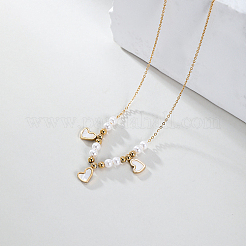 Женское ожерелье-нагрудник в форме сердца из нержавеющей стали 201 с цепочками из бусин с искусственным жемчугом TT5673