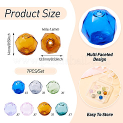 7шт 7 цвета прозрачные стеклянные бусины&nbsp;GLAA-TA0002-90A
