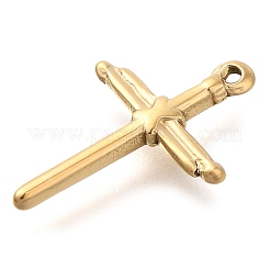 304ステンレスペンダント  クロスチャーム  14KGP本金メッキ  19x12.5x2mm  穴：0.9mm&nbsp;STAS-P369-13B-G