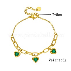 Bracelets à breloques en acier inoxydable 304 et zircone cubique&nbsp;WG996B1-01