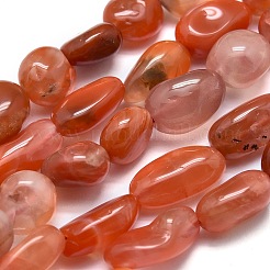 天然南赤瑪瑙ビーズ連売り  タンブルストーン  ナゲット  8~13x7~8x5~6mm  穴：0.6mm  約43個/連  15.75インチ（40cm）&nbsp;X-G-O186-B-15