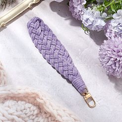手作りのマクラメコットン糸リストストラップペンダント装飾  合金製回転留め金、バッグ、キーホルダー、携帯電話の装飾品用チャーム  ミックスカラー  165x21mm&nbsp;HJEW-JM02625