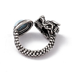 Кольца-манжеты из натурального ларимара в виде головы дракона RJEW-G273-03AS-01