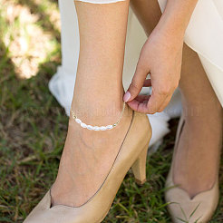 2 шт. пластиковые браслеты на ногу с бусинами из риса и имитацией жемчуга&nbsp;AJEW-CA0004-76G