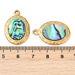 Anhänger aus natürlicher Paua-Muschel aus Edelstahl 304&nbsp;STAS-L288-04G-01