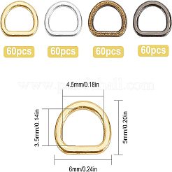 240色合金Dリング/三角リング4個  バックル留め金  ウェビング用  ストラップバッグ  服飾材料  ミックスカラー  6x5x0.8mm  穴：4.5mm  4色  60個/カラー  240pc&nbsp;FIND-FG0001-33