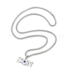 202 нержавеющая сталь эмалированная коробка цепи спортивный мяч подвеска ожерелье для мужчин&nbsp;LS-NJEW-K380-01B-01