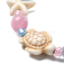 Браслеты из синтетической бирюзы и стеклянных бусин BJEW-FS00021