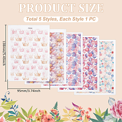 5 шт. 5 стиля масляной живописи серии керамика глина вода переводная бумага&nbsp;AJEW-UN0002-60