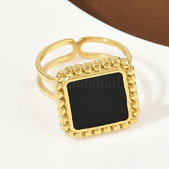Quadratische Fingerringe aus 304 Edelstahl mit Emaille für Damen&nbsp;RJEW-G355-06G