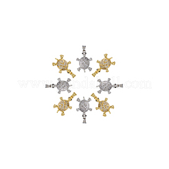 8шт 2 цвета латунные микропаве прозрачные кубические циркониевые подвески&nbsp;KK-DC0003-85