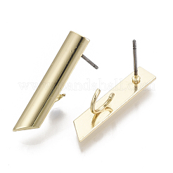 鉄スタッドピアスパーツ  ループとスチールピン付き  ライトゴールド  24x5mm  穴：4.5mm  ピン：0.7mm&nbsp;IFIN-N005-19