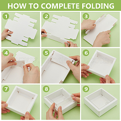 Квадратные бумажные коробки для печенья с прозрачным окном из ПВХ&nbsp;LS-CON-WH0098-16A-02