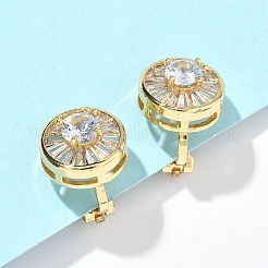 Серьги-клипсы из латунного микро-паве с прозрачными фианитами EJEW-A132-02A-G