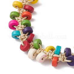 Плоские круглые синтетические бирюзовые плетеные браслеты из бисера хейши для мужчин и женщин BJEW-JB12162