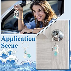 20 брелок с подвеской в виде черепахи с морской звездой из искусственной бирюзы&nbsp;KEYC-CP0001-47A