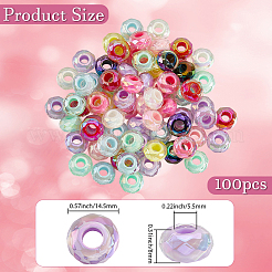 100 шт. УФ-покрытие радужных переливающихся акриловых европейских бусин MACR-PA0001-28