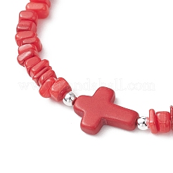 Braccialetti di perline intrecciate regolabili in conchiglie naturali d'acqua dolce e perline turchesi sintetiche tinte per donna&nbsp;BJEW-JB13105-05