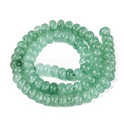 模造翡翠クラックルガラスビーズ連売り  ロンデル  ミディアムアクアマリン  8x5mm  穴：1~1.6mm  約70~79個/連  13.19~15.35インチ（33.5~39cm）&nbsp;GLAA-Q108-05A-A06
