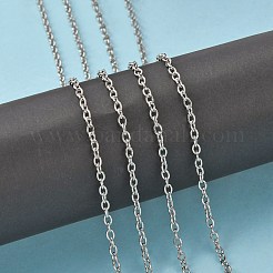 アイアン製アズキチェーン  溶接されていない  スプールで  オーバル  無鉛の  プラチナカラー  5x3x1mm  約328.08フィート（100m）/ロール&nbsp;CH-S080-P-LF
