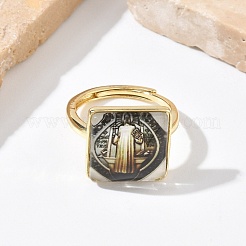 Anelli aperti in ottone e resina epossidica per bracciali da donna&nbsp;RJEW-K264-17G-02