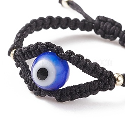 Anello per dito con perline intrecciate a lampwork malocchio&nbsp;RJEW-TA00045