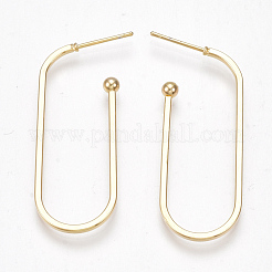 真鍮製スタンドピアス  ニッケルフリー  18KGP本金メッキ  17.5x45mm  ピン：0.8mm&nbsp;X-KK-S350-349G