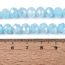 Colliers de perles en verre imitation jade craquelé électroplaqué&nbsp;LS-EGLA-Q131-02C-02
