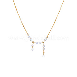 Collane con pendente a stella in acciaio inossidabile 304 e nappa a goccia in zirconi cubici trasparenti per donna&nbsp;WG97116-01