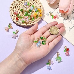 20 шт. 10-х цветный ландыш из стекла и акрила подвесное украшение&nbsp;HJEW-CJ00050