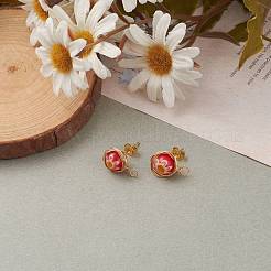 Ручная работа миллефиори лэмпворк серьги заклепки и ушные гайки EJEW-JE04418-05