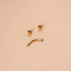 G23 チタン アイブロウ ラウンド ボール カーブ バーベル アイブロウ リング  ゴールドカラー  10mm  ピン：1.2mm&nbsp;WGFD71D-45