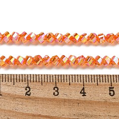 電気メッキガラスビーズセット  パール光沢メッキ  多面カット  双円錐形  ダークオレンジ  4x4x3mm  穴：1mm  約149個/連  12.2~12.6''（31~32センチメートル）&nbsp;GLAA-Q105-04L