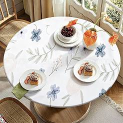 ポリエステル製テーブルクロス  ダイニングテーブルカバー  花模様の丸  カラフル  1000~1100x0.5~8mm&nbsp;FB-FZCDB8F-02E